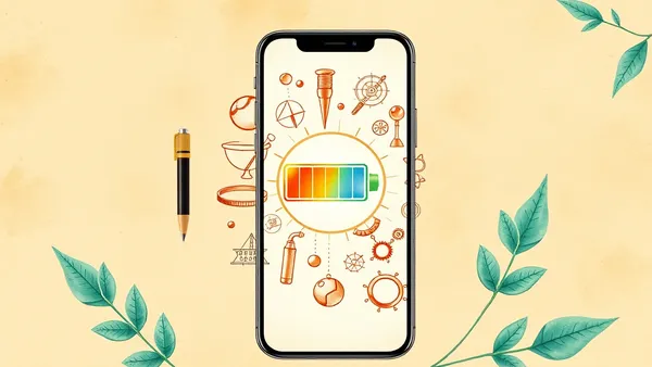 Biểu tượng thỏi pin iPhone màu xanh căng tràn năng lượng kèm các nút tinh chỉnh thông minh